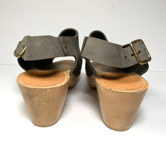 Bryr Suzie Spanish Mid Heel Clogs Peep Toe Grey 8 - Picture 4 of 8